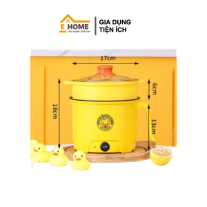 Nồi Lẩu Điện Mini, Nấu Mì 2 Tầng Kèm Giá Hấp Đa Năng